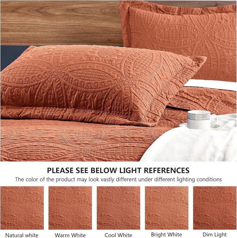 Love's cabin Quilts for Queen Bed Umber Bedspreads - Soft Bed Summer Quilt Lightweight Microfiber Bedspread- Modern Style Coin Pattern Coverlet for All Season - 3 Piece (1 Quilt, 2 Pillow Shams) - Image 5