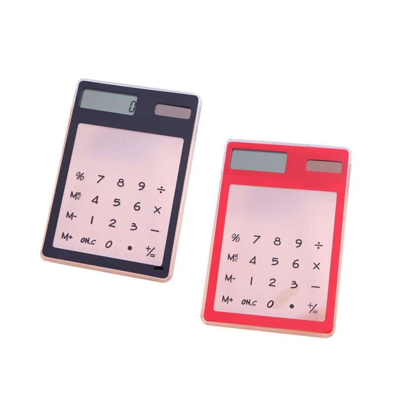 2 Pack Solar and Battery Dual Power Basic Calculator with Touch Keys for School Office Accounting - Image 2