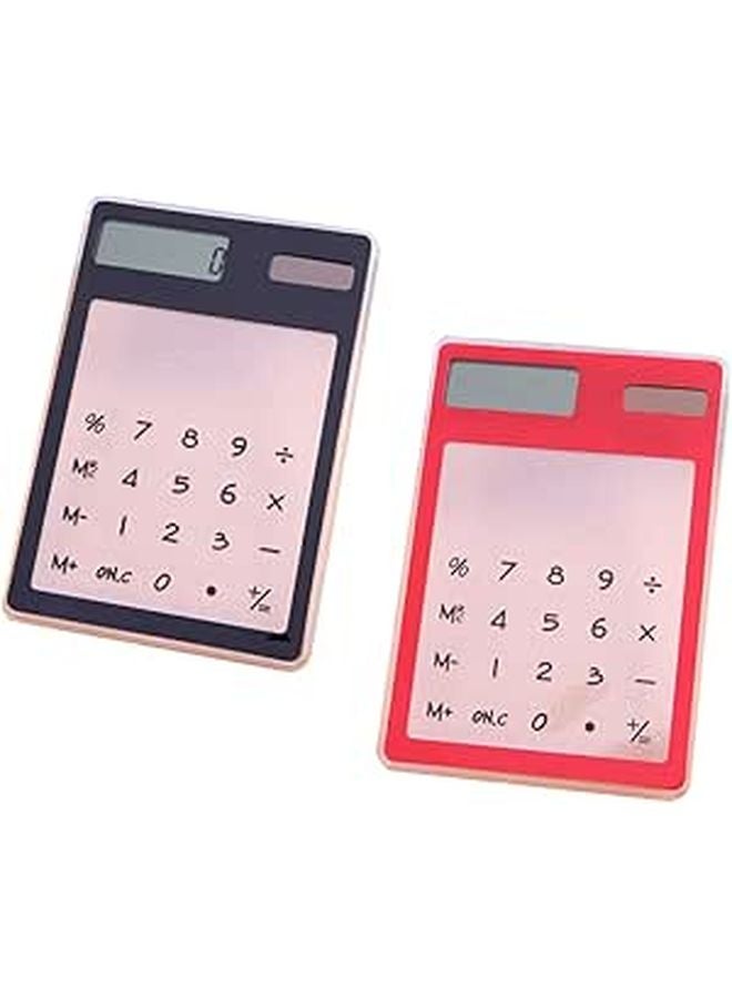 2 Pack Solar and Battery Dual Power Basic Calculator with Touch Keys for School Office Accounting - Image 1