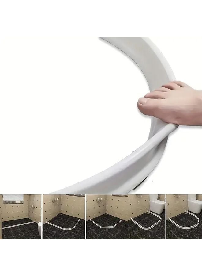 White Self Adhesive Shower Door Sealing Strip 3m 118in Wet Room Waterproof Barrier - Image 1