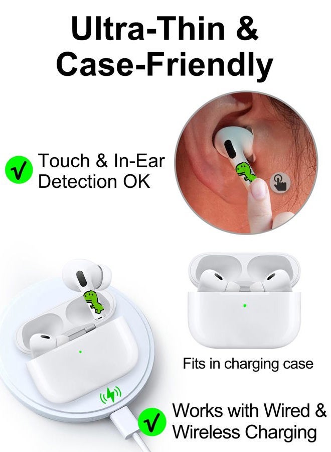 RockMax AirPod Skin Quick to Identify Universal Fit for AirPods Pro 3/2/1 and Gen 1/2/3/4, Green Dinosaur Sticker Cover for Women & Teens - Image 5