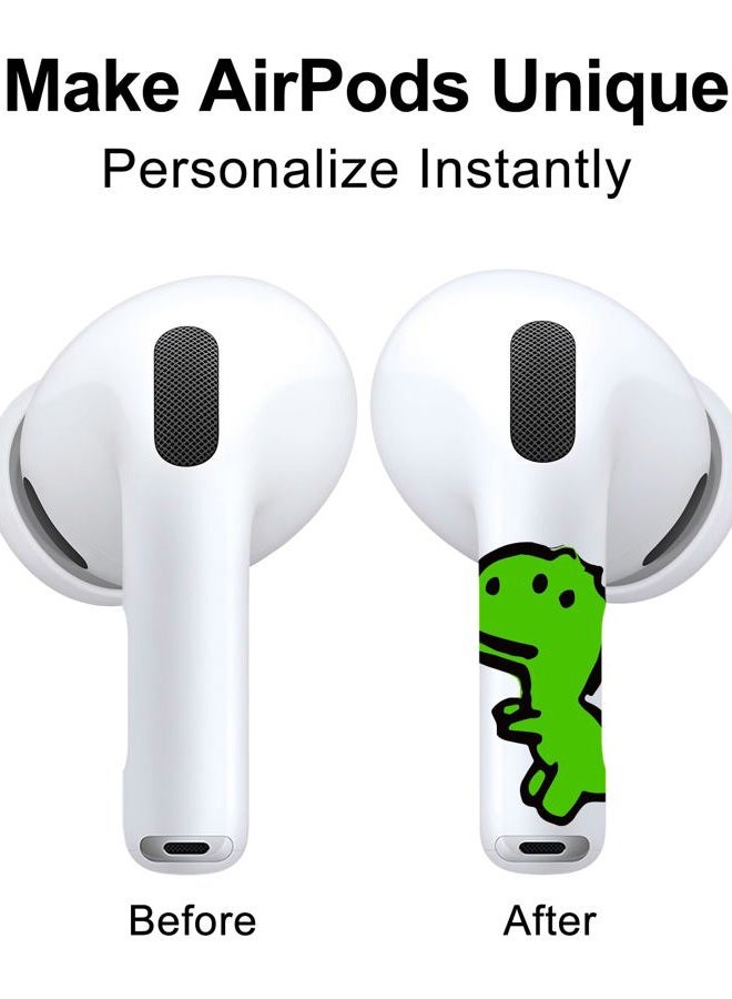 RockMax AirPod Skin Quick to Identify Universal Fit for AirPods Pro 3/2/1 and Gen 1/2/3/4, Green Dinosaur Sticker Cover for Women & Teens - Image 2