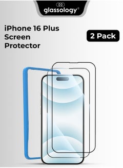 glassology 2Pack Screen Protector for iPhone 16 Plus 6.9"  9H+ Unbreakable HD Ultra Clear Tempered Glass Easy Install Full Coverage & Case-Friendly Includes Installer Frame  - Image 1