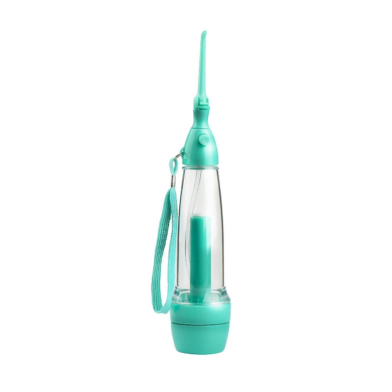 YAS Cordless Water Dental Flosser Non-Electric Portable, Manual Air Pressure Simple Operation, Bottle Strengthening Dental Oral Irrigator for Home & Travel, Green. - Image 1