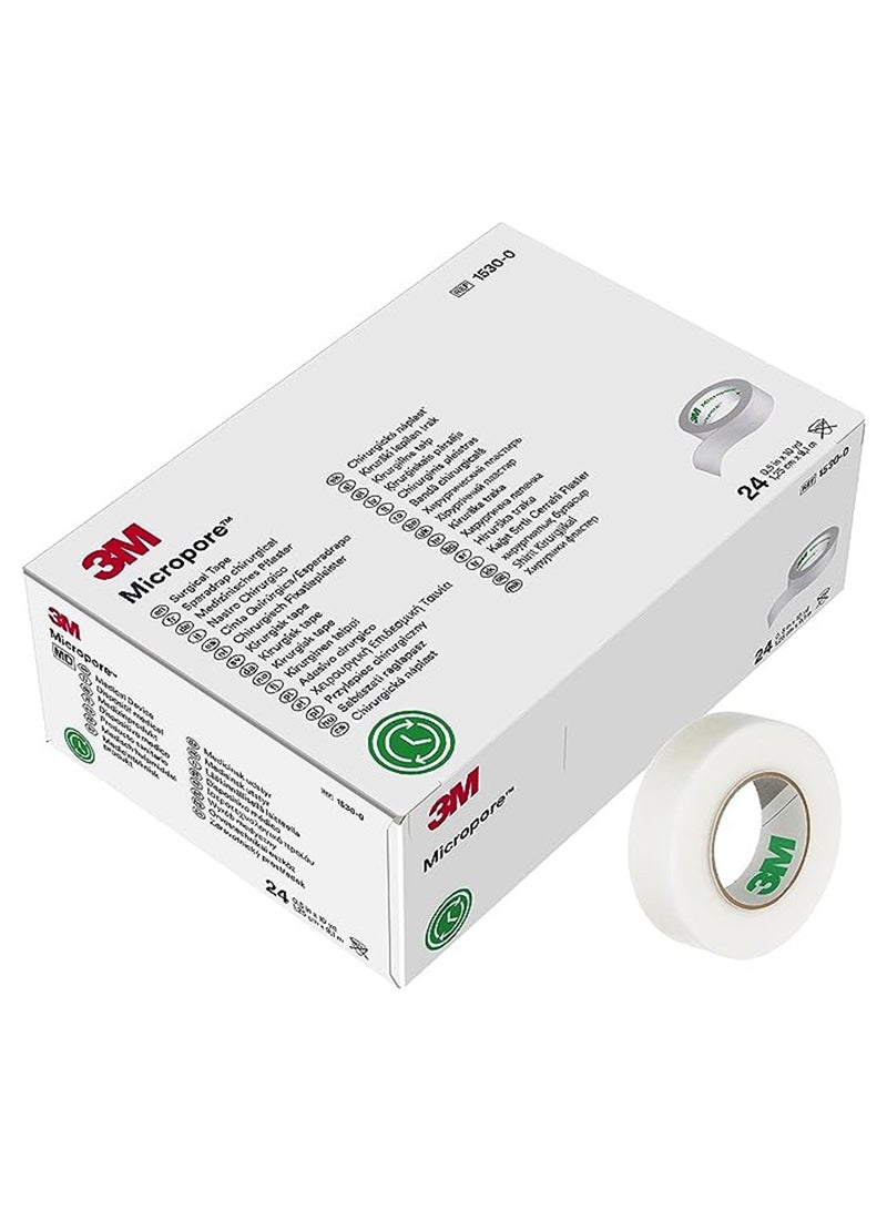 3M Micropore Surgical Tape White 1 2 Inchx10 Yards, 3 Pieces - Image 1