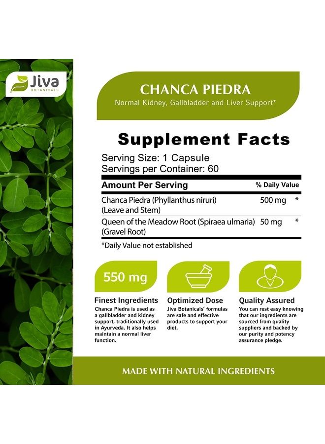 Jiva BOTANICALS Chanca Piedra Cleanse Supplement - Organic Chanca Piedra Capsules for Kidney & Liver Support - Chanca Piedra 500mg Extract Herb and 50mg Queen Of The Meadow - 60 Capsules - Image 5