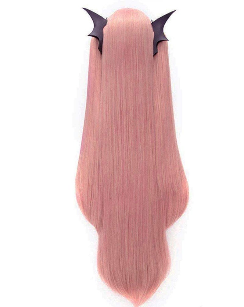 ANOGOL Hair Cap+ 3PCS Set (1 *Headwear) Long Pink Wig Anime Cosplay Hair Clip On Ponytails Pink Synthetic Wig Vampire Cosplay for Women Girls Anime Cartoon Costume Party Halloween Christmas - Image 4