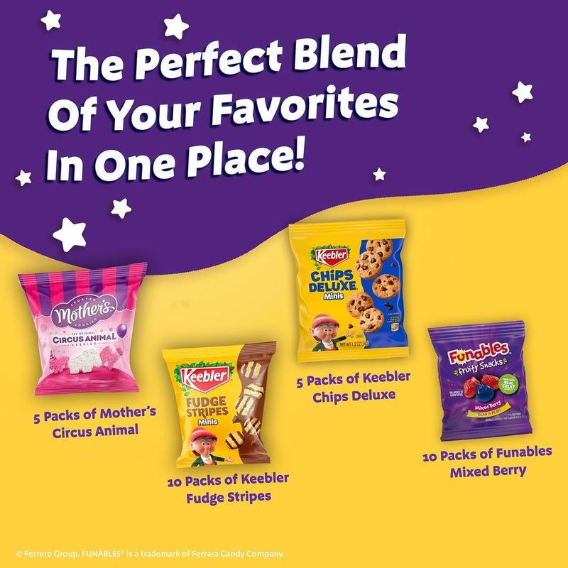 Keebler عبوة متنوعة من حلوى كيبيلر - صندوق يحتوي على 30 قطعة مع رقائق ديلوكس، فونا بلز، شرائح الفدج، و بسكويت حيوانات السيرك من ماذر - Image 3