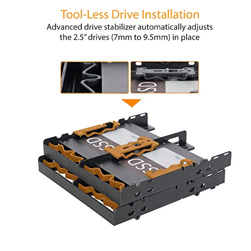 Icy Dock حامل محركات الأقراص الصلبة SSD مزدوج 2 x 2.5 بوصة من ICY DOCK لـ 4 فتحات | Flex-FIT Quattro MB344SP - Image 4