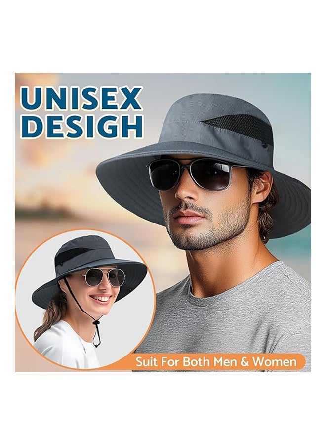 Men Women Sun Hat Cowboy Hat with Straw Wide Brim Bucket Breathable Boonie Hats for Fishing, Hiking, Garden, Beach(Navy Blue)  - Image 2