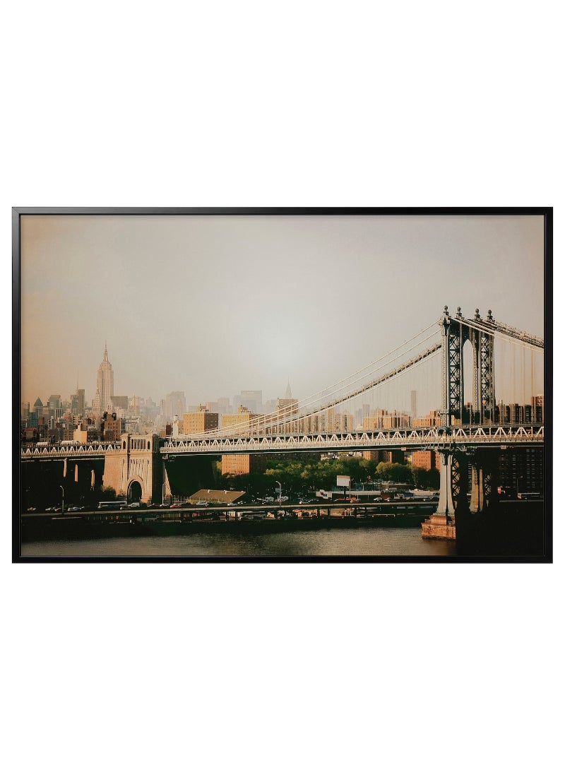IKEA FRAKTA Picture with frame - Manhattan Bridge/black - 118x78 cm - Image 1