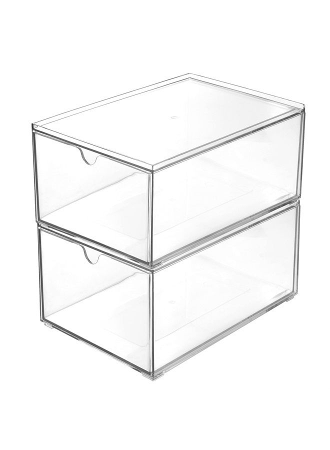 Youngever 2 Pack Stackable Makeup Storage, Clear Cosmetic Organizers, Makeup Organizer Drawers - Image 1