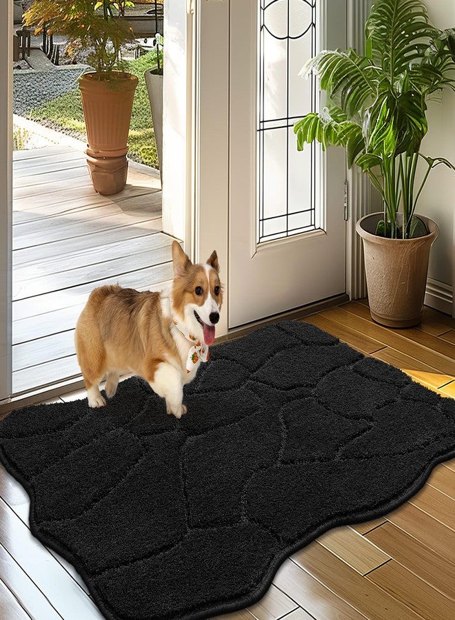 BSICPRO Dog Mat for Mud Paws, 24x36 Low Profile Absorbent Dirt Trapper Door Mat, Non-Slip Washable Mud Mat for Dogs, Microfiber Pet Rug Mat for Front Door Indoor, Patio, Entrance (Black) - Image 1