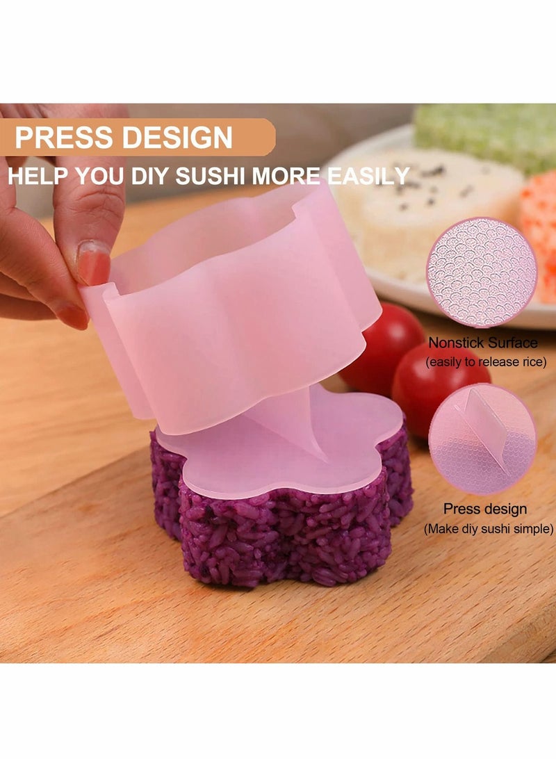 Onigiri Mold Pink, Heart and Plum Blossom Shaped Rice Ball Molds Triangle, Cute Bear Form Spam Musubi Mold, Home DIY Tool for Kids with Press Design, 5 Pack - Image 2