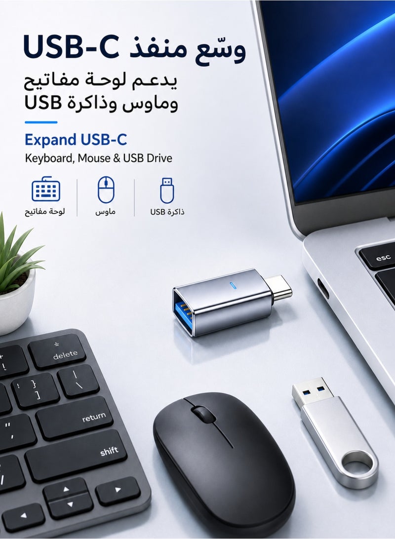 ORYXA 2 Pack USB To USB C Adapter 3.2, 10Gbps High-Speed Data Transfer, USB C Male to USB 3.2 Female OTG Converter, Plug & Play, Compatible with iPhone, Samsung Galaxy, iPad, MacBook, Xiaomi, Honor & Tablets Grey - Image 5