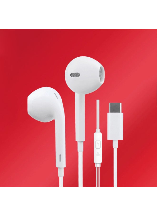 Generic - Semi-in-ear Headset Wired Headset Subwoofer For Apple Headset Huawei Mobile Phone 3.5mm Wire-controlled Headset-Color:611 Type-c (bare Metal) - Image 1