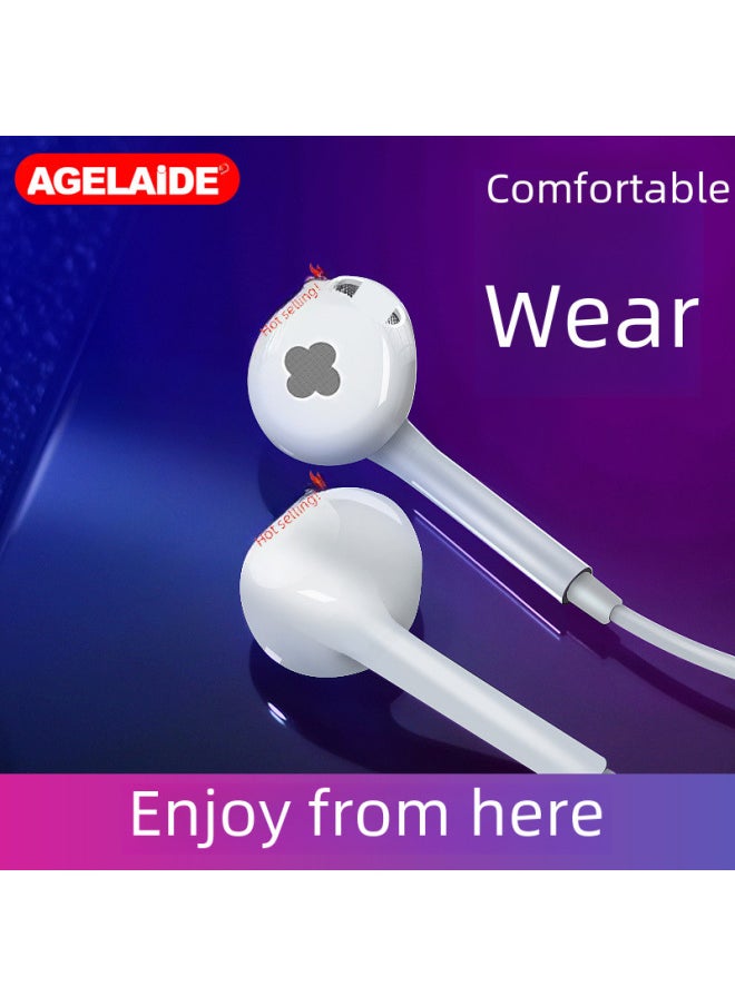 Generic - Semi-in-ear Headset Wired Headset Subwoofer For Apple Headset Huawei Mobile Phone 3.5mm Wire-controlled Headset-Color:611 Type-c (bare Metal) - Image 1