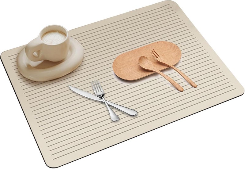 Home-Cloud HomeCloud Dish Drying Mat for Kitchen Counter Hide Stain Super Absorbent, Non-Slip, Heat-Resistant, Great for Dishes,Rack Pad, Kitchen Counter, Coffee Maker (Mustard_Linning, 40x50cm) - Image 2