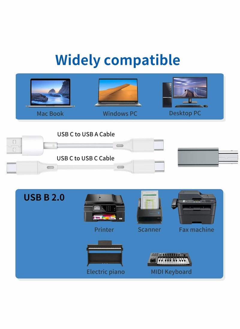 Excefore - USB C Female to Printer Male Adapter, USB Type C to USB B Convert Connector Support Data Sync Compatible with HP for Canon Lexmark Epson Dell Xerox Samsung etc and Piano DAC (2 Pack) - Image 1