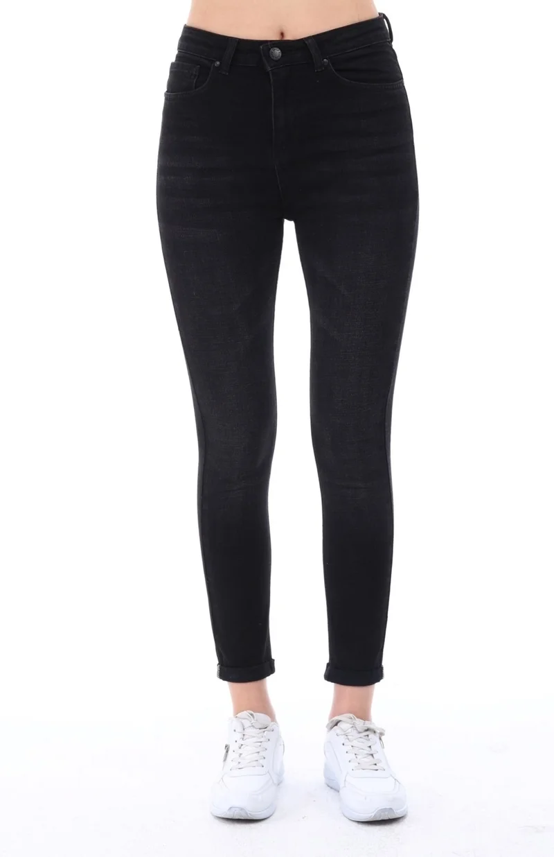 سيدي دينيم Women's Light Lycra Skinny Fit Leg Detailed Trousers Felicia Black