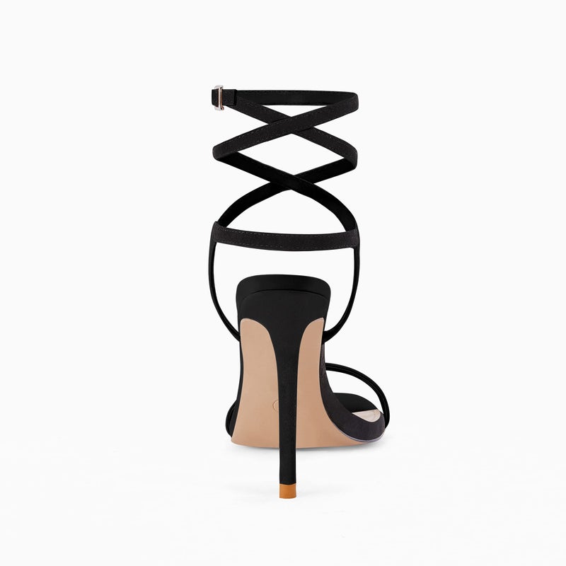 Coutgo Womens Strappy Heels Sandals Lace up Sexy High Heeled Ankle Strap Summer Dress Shoes - Image 4