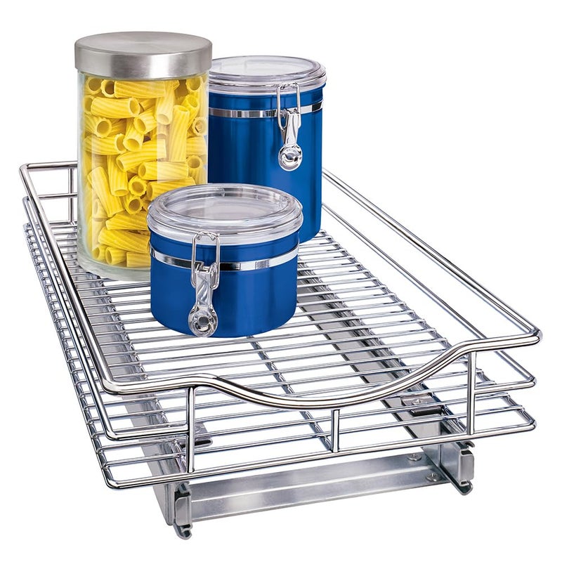 LYNK PROFESSIONAL LYNK PROFESSIONAL Pull Out Cabinet Organizer 11 x 21 Slide Out Drawers for Kitchen Cabinets  Sliding PullOut Pantry Shelves  Home Shelf Organizers  Lifetime Ltd Warranty Chrome 