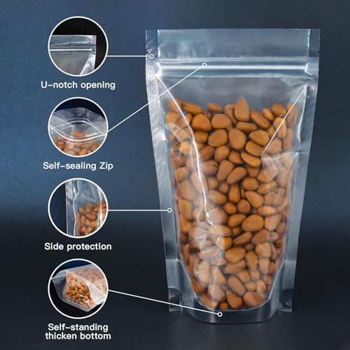 DNY Waterproof, Leakproof, Airtight Multi-Purpose Storage with Top Notch | Reusable Zip Lock Stand Up Pouches | Silver & Transparent (50, 100 Grams) - Image 3