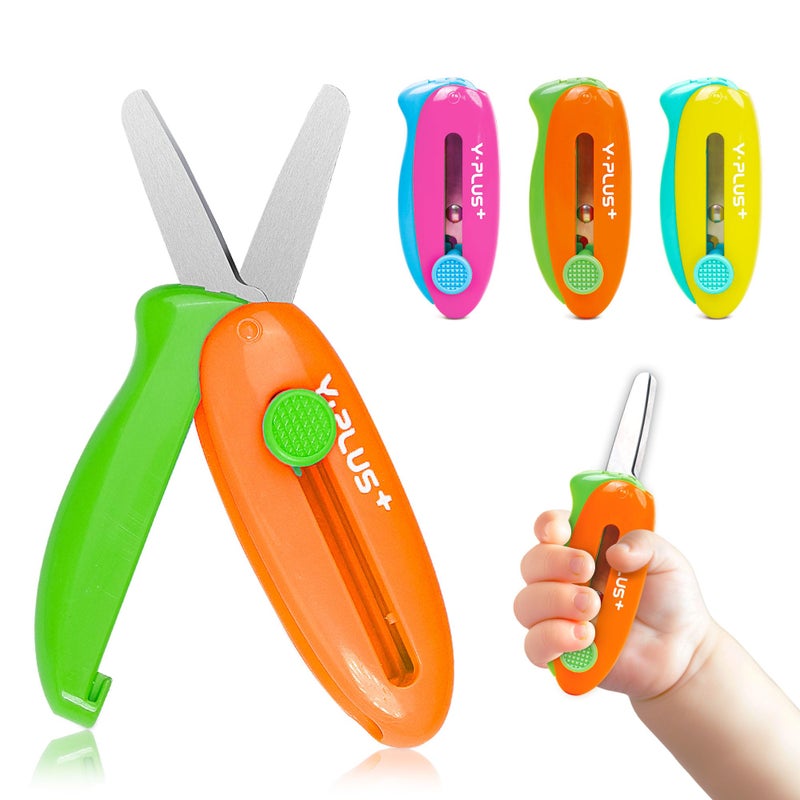 YPlus Safety Scissors for Kids 3Pcs Retractable Scissors for Toddler Craft Ages 35 24 13 Cute Small Art Crafts Cutting Tools - Image 2