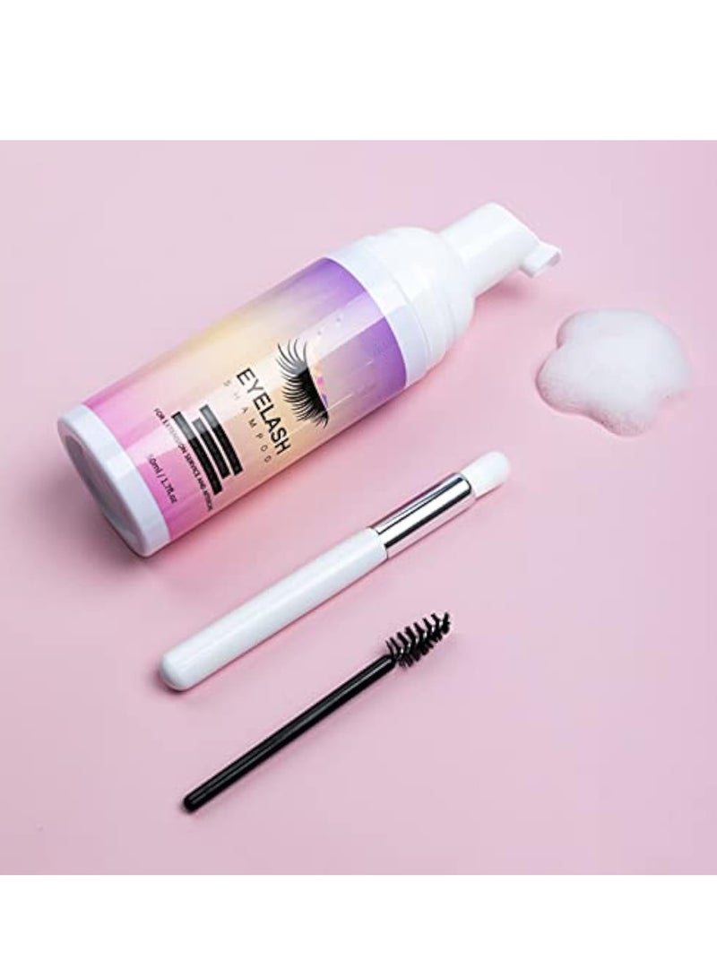 KASTWAVE Lash Shampoo, Lash Shampoo for Lash Extension, Lash Wash, Lashes Shampoo with Soft Brush and Mascara Wand, Lash Bath, Eyelash Extension Cleanser, Makeup Remover, Salon and Home Use, Nourishing Formula - Image 2