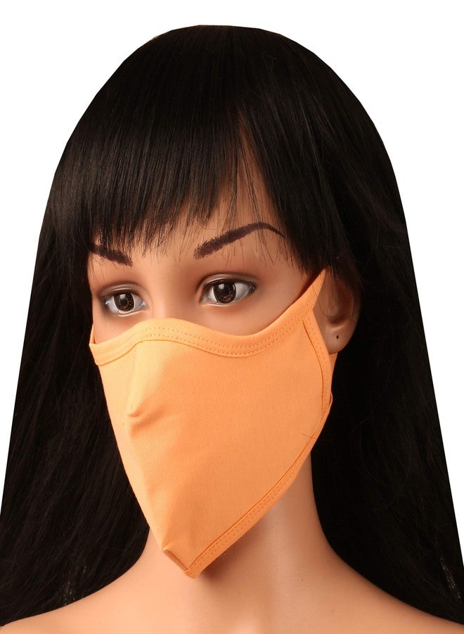 Touchstone anti pollution smog smoke cold cough protective face mask Soft Cotton knitted - medium size comfortable Washable double layer. (Pack of 3). Red Green Peach - Image 5