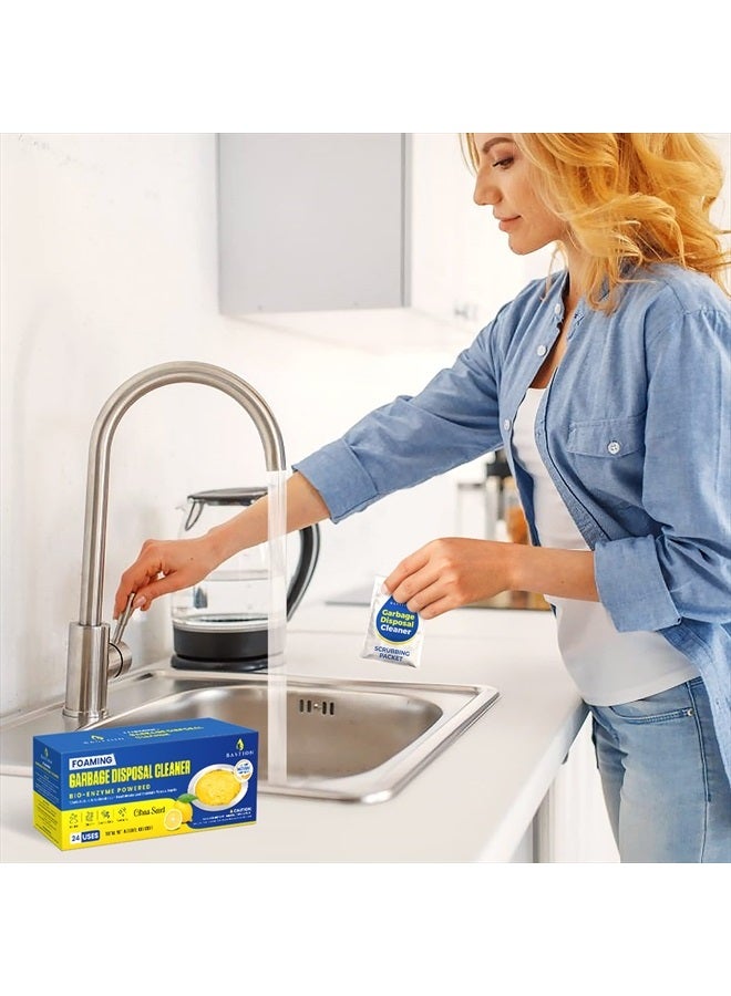 Bastion Garbage Disposal Cleaner and Deodorizer - 24-Count (1-Year Supply) Foaming Lemon Scented Kitchen Sink Freshener Pods & Drain Odor Eliminator Disposer Care by Bastion - Image 2