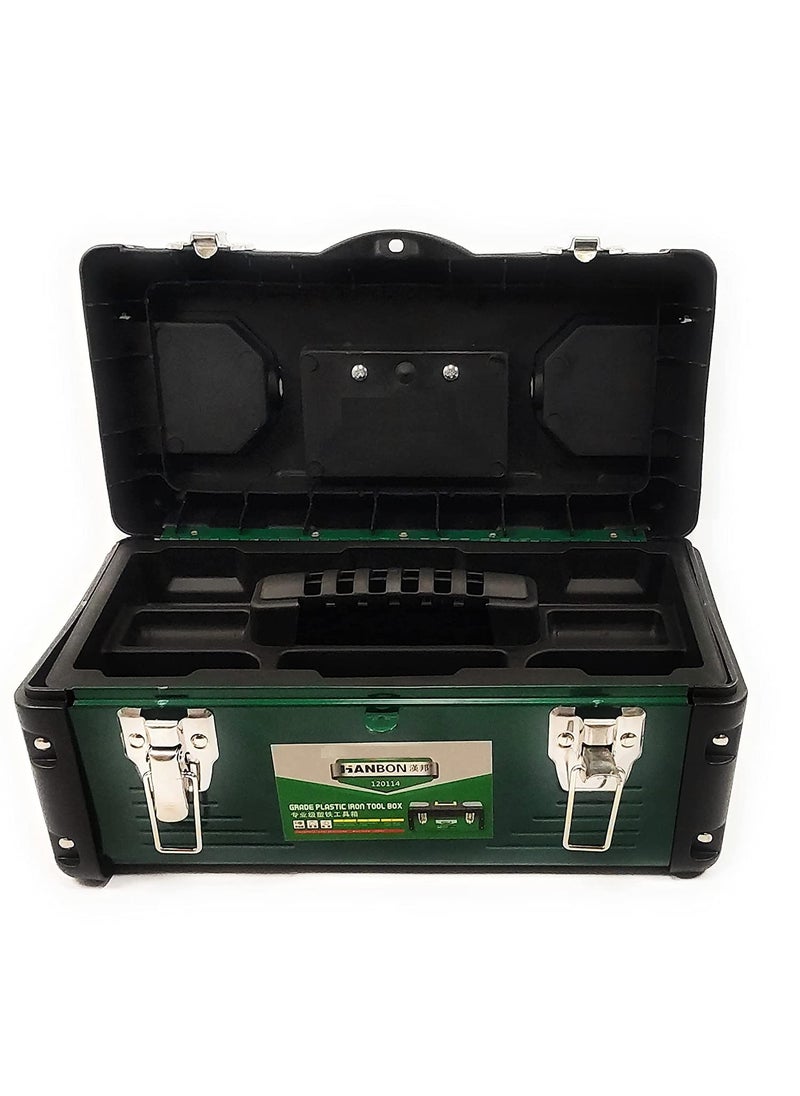 GSK Cut GSK Cut 14 Inch Tool Box Metallic Tool Organiser with Removable Tool Tray Strong Metal Latches Secure Grip Handle for Storage of Tools Parts Toys Repair Tool etc with one hand Snap Latch  - Image 3