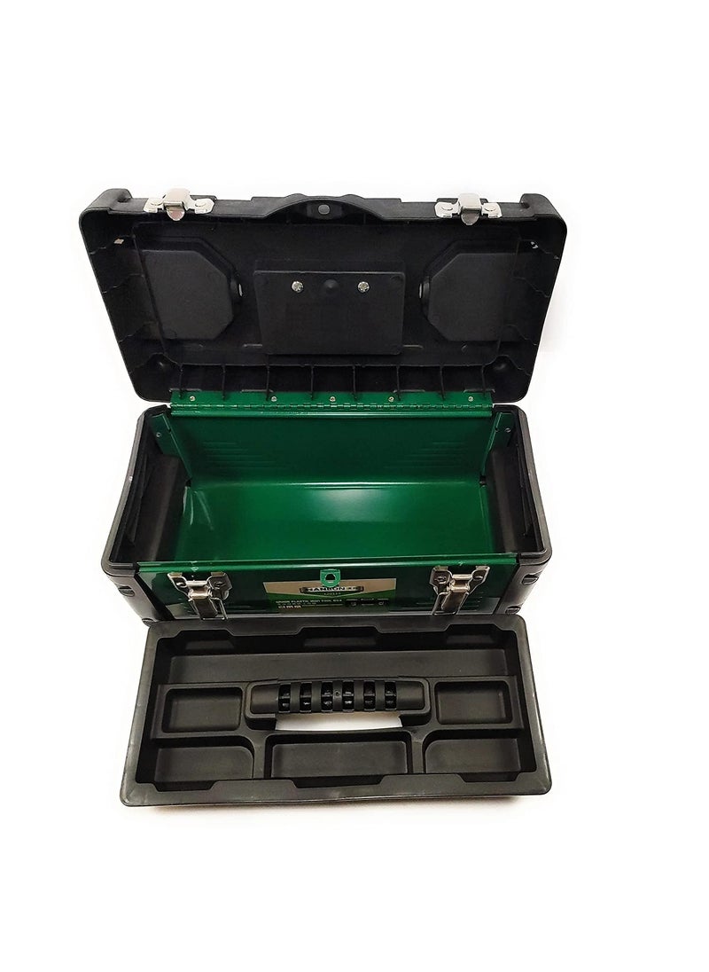GSK Cut GSK Cut 14 Inch Tool Box Metallic Tool Organiser with Removable Tool Tray Strong Metal Latches Secure Grip Handle for Storage of Tools Parts Toys Repair Tool etc with one hand Snap Latch  - Image 4