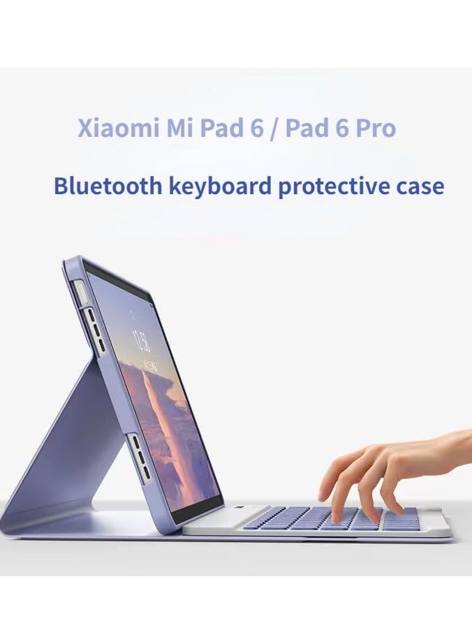Keyboard Case Compatible with Xiaomi Mi Pad 6 / Pro 11 Inch 2023, Detachable Wireless Slim Leather Smart Cover Mouse - Image 2