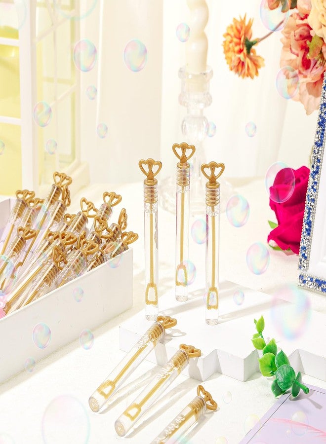 PullCrease 150 Pcs Bubble Wands Bulk for Wedding Party Mini Heart Wand with Bubble Solution for Wedding Bridal Showers Valentine Anniversary Graduation Birthday Supplies(Gold,Double Heart) - Image 4