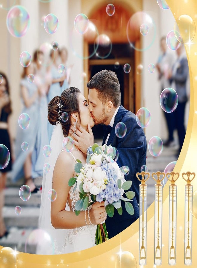 PullCrease 150 Pcs Bubble Wands Bulk for Wedding Party Mini Heart Wand with Bubble Solution for Wedding Bridal Showers Valentine Anniversary Graduation Birthday Supplies(Gold,Double Heart) - Image 5
