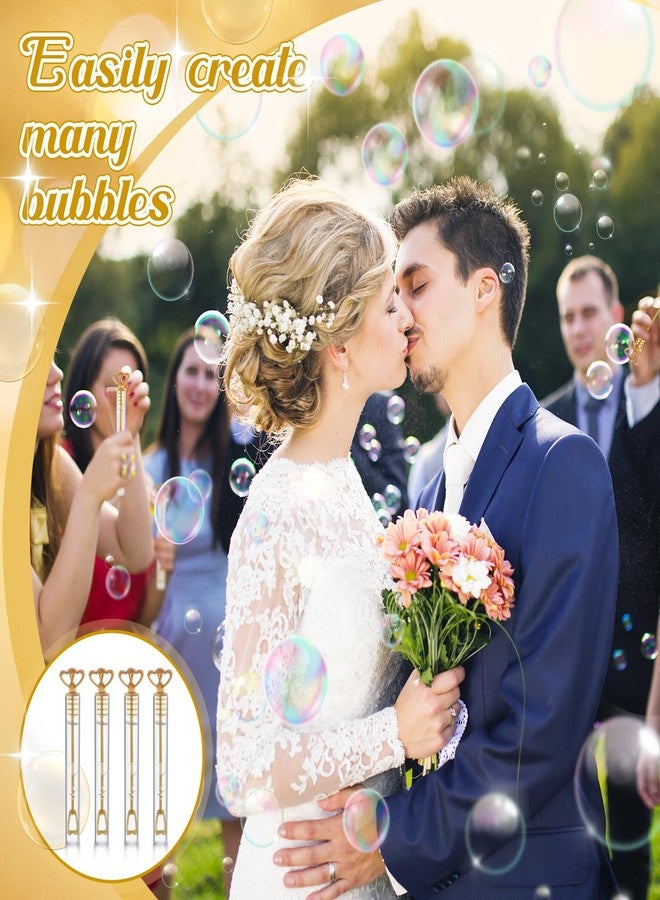 PullCrease 150 Pcs Bubble Wands Bulk for Wedding Party Mini Heart Wand with Bubble Solution for Wedding Bridal Showers Valentine Anniversary Graduation Birthday Supplies(Gold,Double Heart) - Image 2