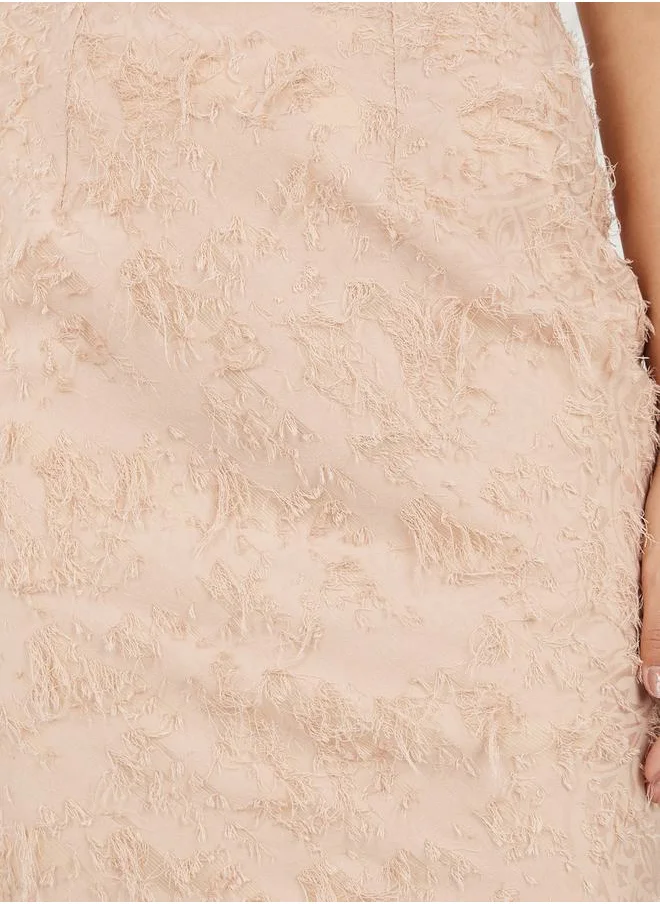 ستايلي Tassel Texture Side Slit Midi Skirt