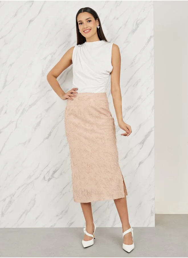 ستايلي Tassel Texture Side Slit Midi Skirt