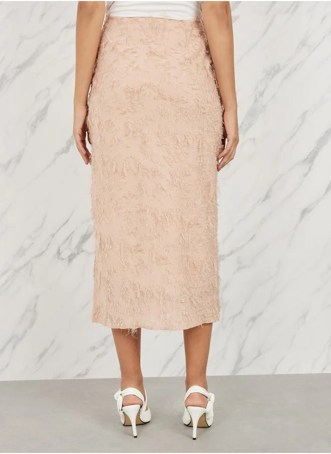 ستايلي Tassel Texture Side Slit Midi Skirt