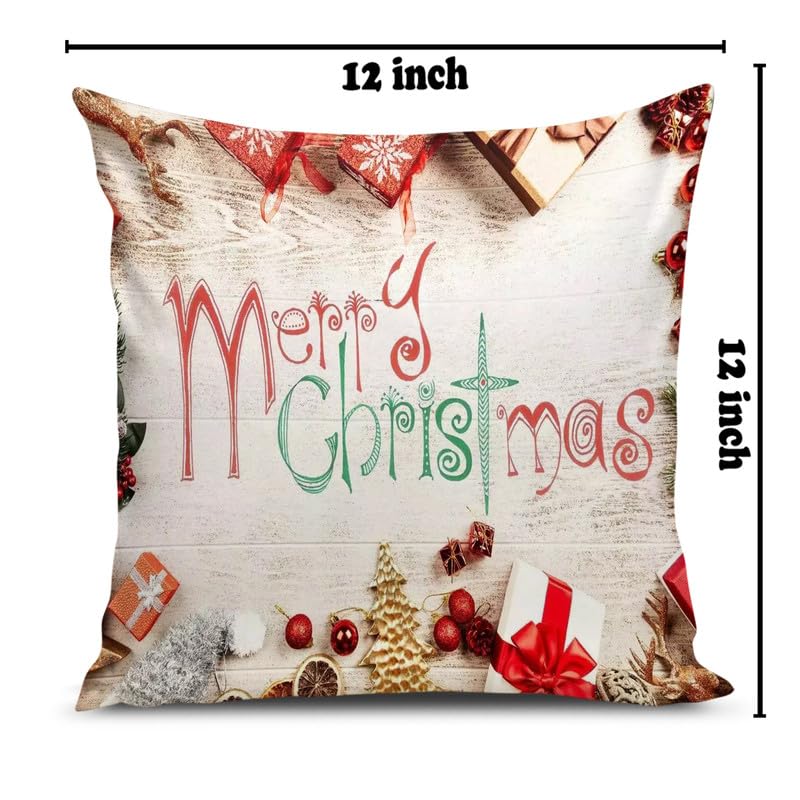 BMRGIFTS Soft Fabric Designer Decorative Printed Merry Christmas Theme Cushion Cover Xmas Decorations for Sofa Living Room Set of 5 12 x 12 inch Multi (CHMCC92) - Image 4
