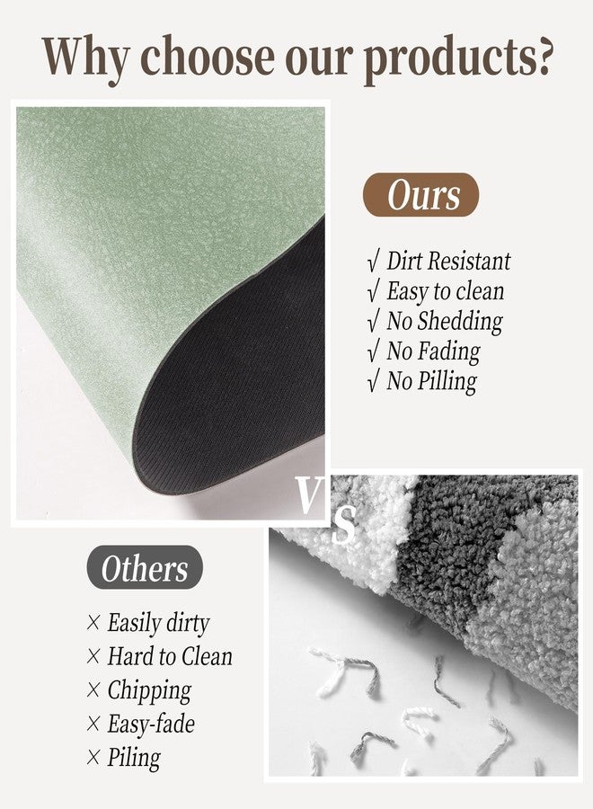 Earcu Sage Green Bathroom Mat Rugs 47x17 Long Diatomaceous Earth Bath Mat Large Quick Dry Bath Mat Non Slip Rubber Backed Super Absorbent Shower Mat, Thin Bathroom Runner Rugs Floor Mat Fit Under Door - Image 5