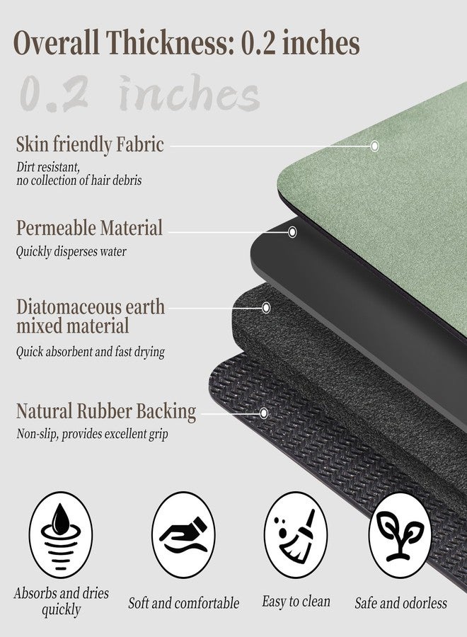 Earcu Sage Green Bathroom Mat Rugs 47x17 Long Diatomaceous Earth Bath Mat Large Quick Dry Bath Mat Non Slip Rubber Backed Super Absorbent Shower Mat, Thin Bathroom Runner Rugs Floor Mat Fit Under Door - Image 4