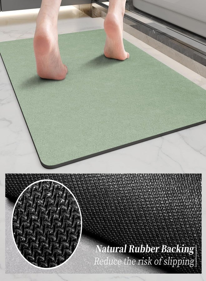 Earcu Sage Green Bathroom Mat Rugs 47x17 Long Diatomaceous Earth Bath Mat Large Quick Dry Bath Mat Non Slip Rubber Backed Super Absorbent Shower Mat, Thin Bathroom Runner Rugs Floor Mat Fit Under Door - Image 3