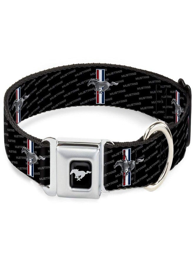 Buckle Down Buckle-Down Dog Collar Seatbelt Buckle Ford Mustang Bars Repeat Text, 1.5" Wide - Fits 18-32" Neck - Large (DC-WFM007-WL) - Image 1