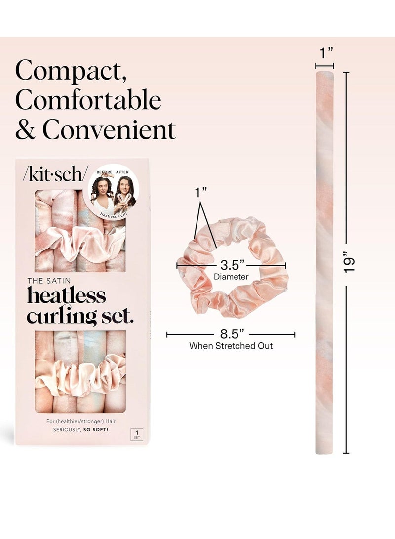 Kitsch Heatless Curling Set for Women - Overnight Satin Heatless Curling Headband, No Heat Damage Alternative to Curling Iron, Soft Hair Styler for Long Hair Gentle Waves, Travel Essential Gift with Sunset Tie Dye - Image 3