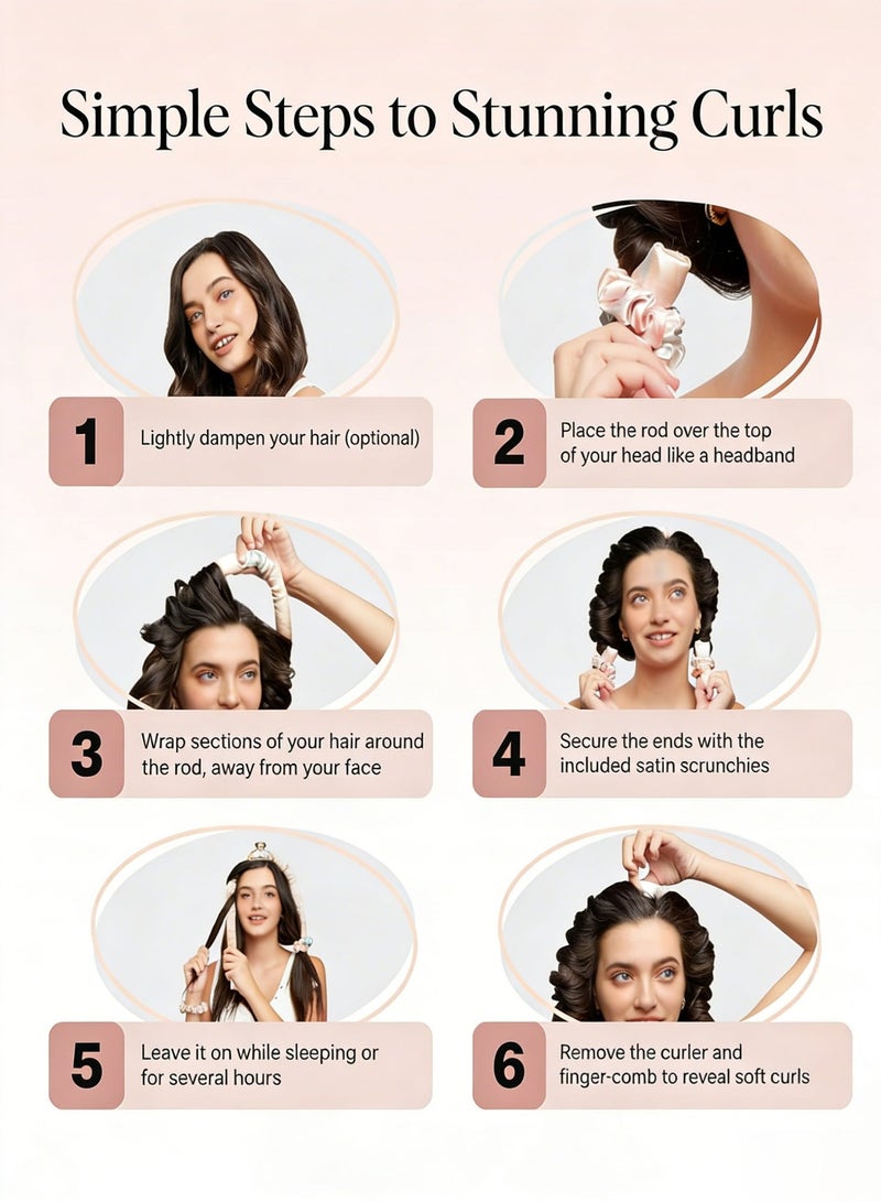 Kitsch Heatless Curling Set for Women - Overnight Satin Heatless Curling Headband, No Heat Damage Alternative to Curling Iron, Soft Hair Styler for Long Hair Gentle Waves, Travel Essential Gift with Sunset Tie Dye - Image 4