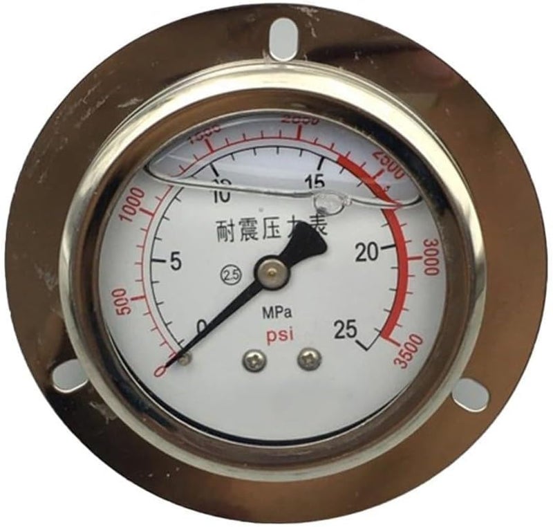 مقياس الضغط الزلزالي المحوري YN 60ZT 0-25 ميجاباسكال وجه نحاسي 60 ملم فولاذ مقاوم للصدأ بديل هيدروليكي - Image 2