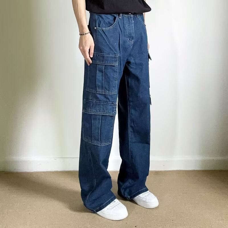 Unisex Classic Denim Jeans Loose Fit Daily Outdoor Wear - Image 1