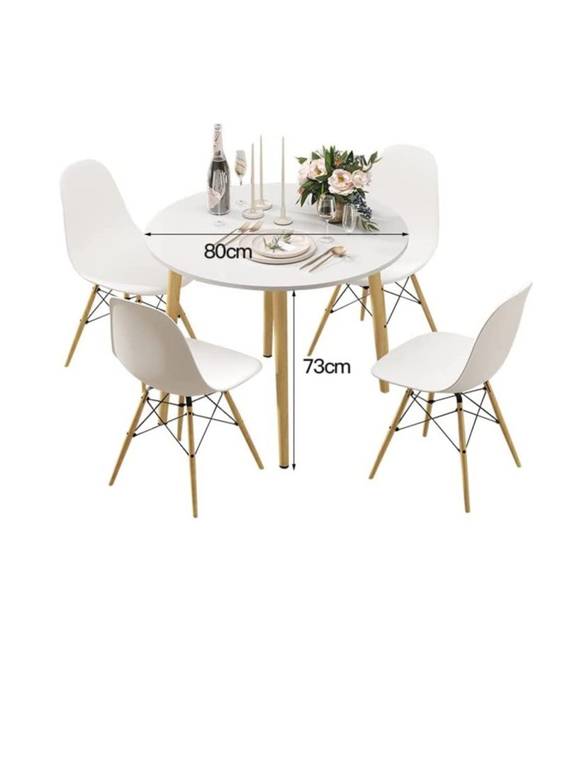Modern Dining Table，Wood Rectangle Table，Kitchen Table with Solid Wooden Legs(Round-80cm)